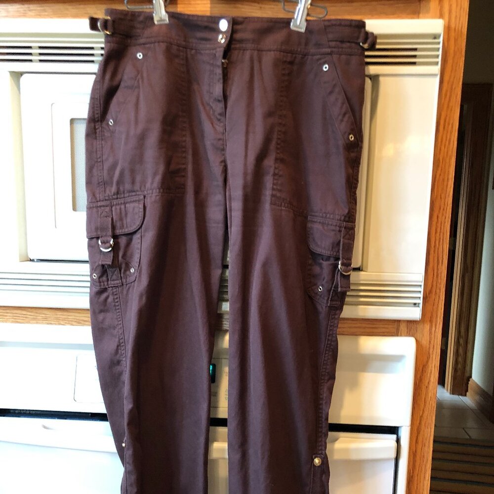 Jones of New York Signature Casual Long  Cargo Pants Brown Size 8P